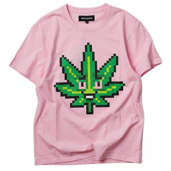 PIXEL LEAF SHORT SLEEVE TEE - PINK - Picture 1 of 2